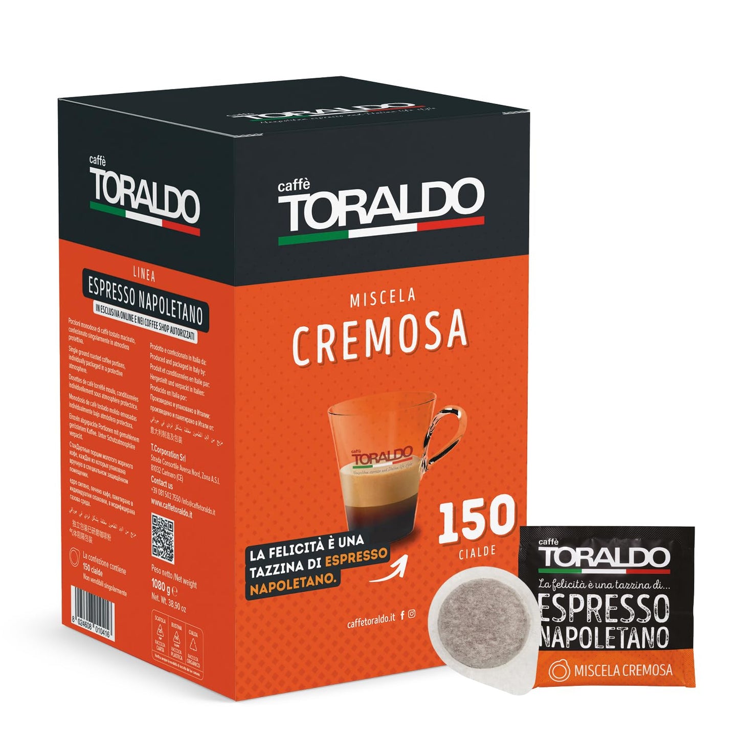 ☕ Caffè Toraldo Miscela Cremosa – 150 Cialde Espresso Napoletano