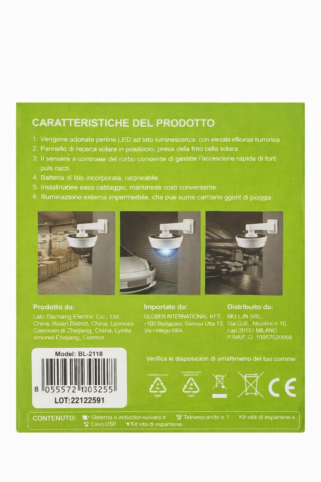 🔐 Lampada Solare LED con Simulazione Telecamera – Controllo Remoto