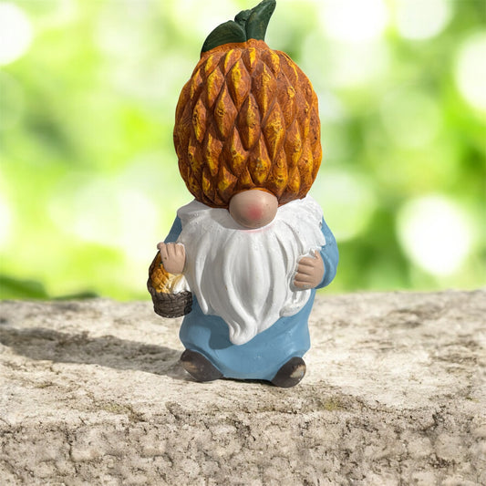 Gnomo Decorativo con Testa di Ananas – Edizione Tropicale ALTO 35 CM