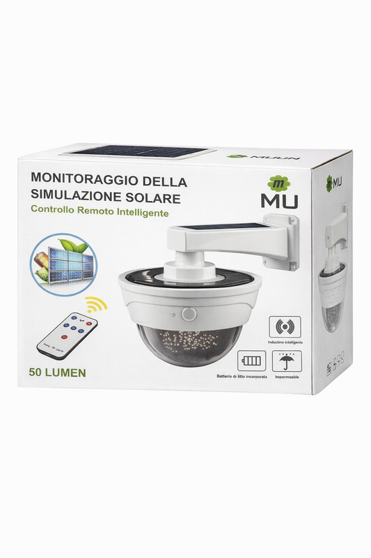 🔐 Lampada Solare LED con Simulazione Telecamera – Controllo Remoto