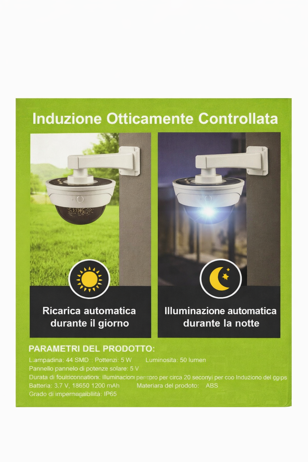 🔐 Lampada Solare LED con Simulazione Telecamera – Controllo Remoto