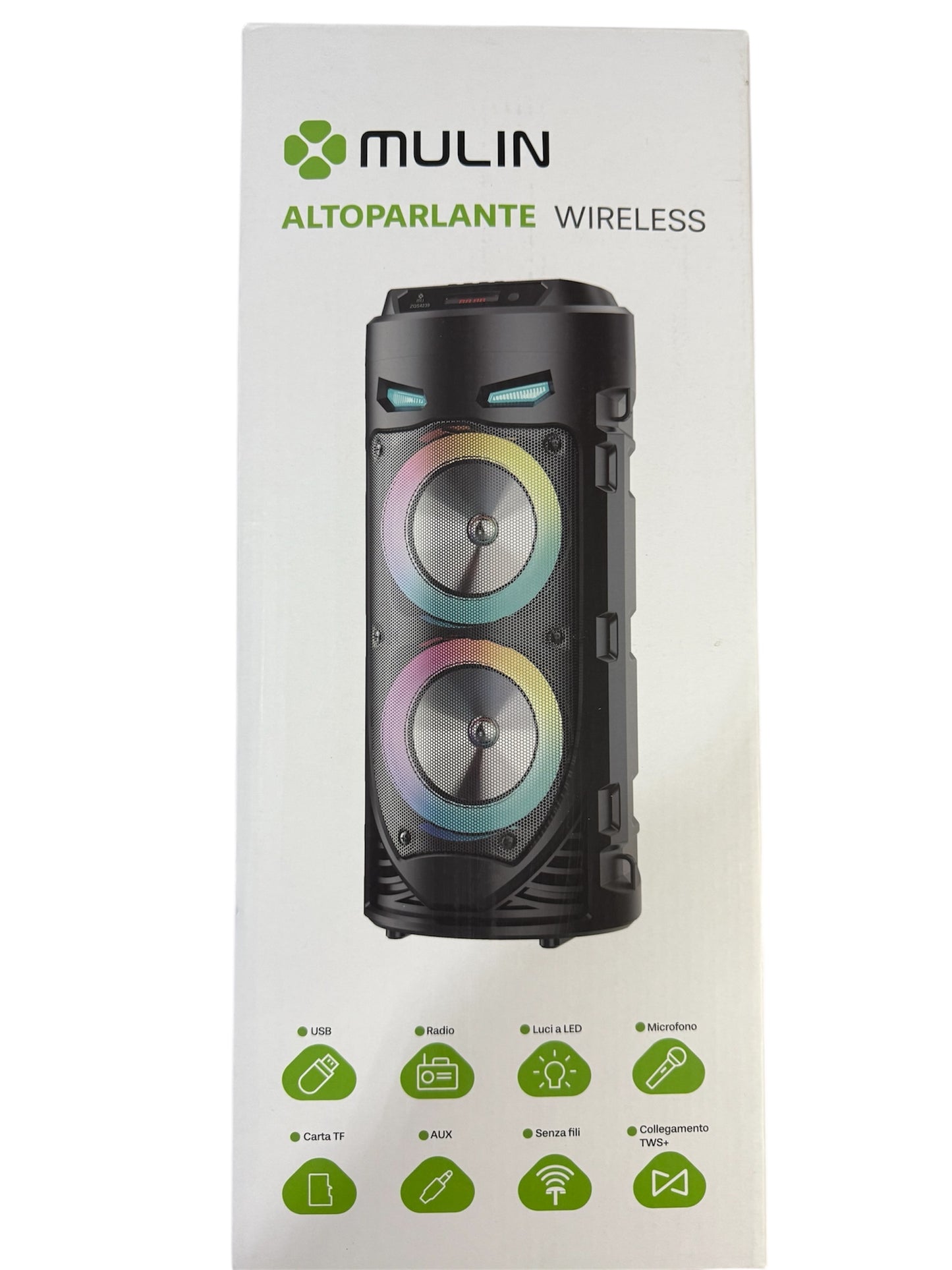 🎶 Altoparlante Wireless Mulin Tower – Bluetooth con Doppio Speaker e Luci LED