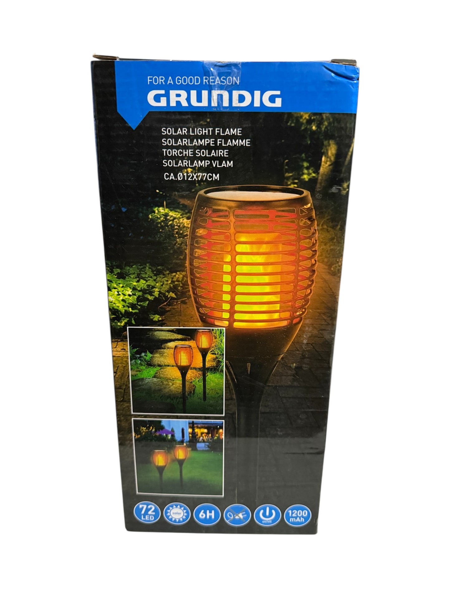 🔥 Lampada Solare GRUNDIG Effetto Fiamma – Illuminazione da Giardino