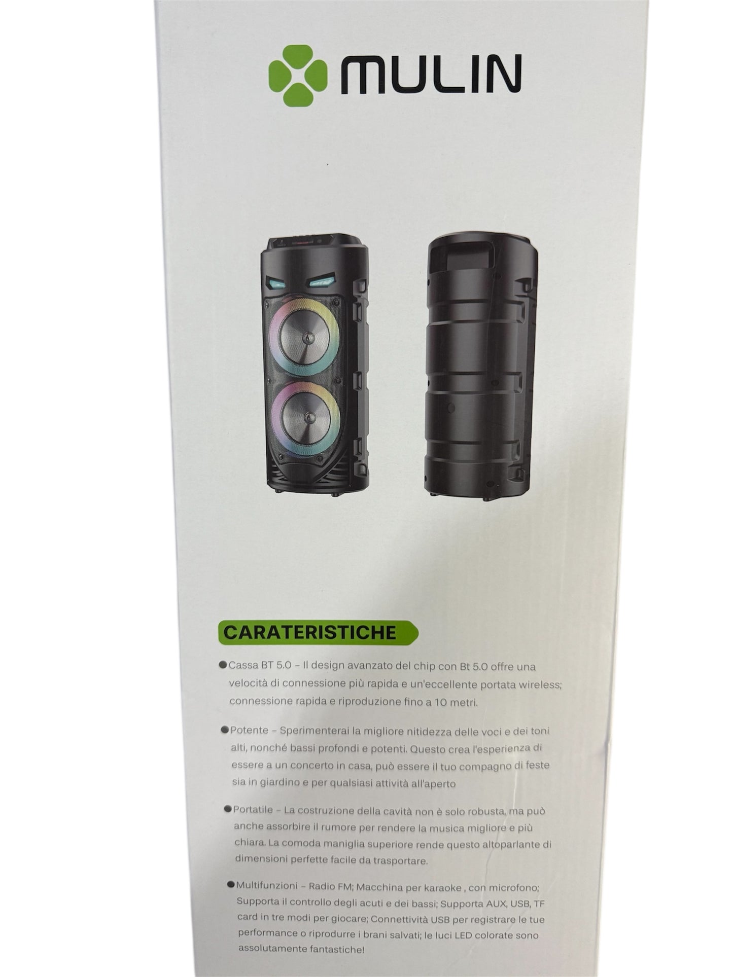 🎶 Altoparlante Wireless Mulin Tower – Bluetooth con Doppio Speaker e Luci LED