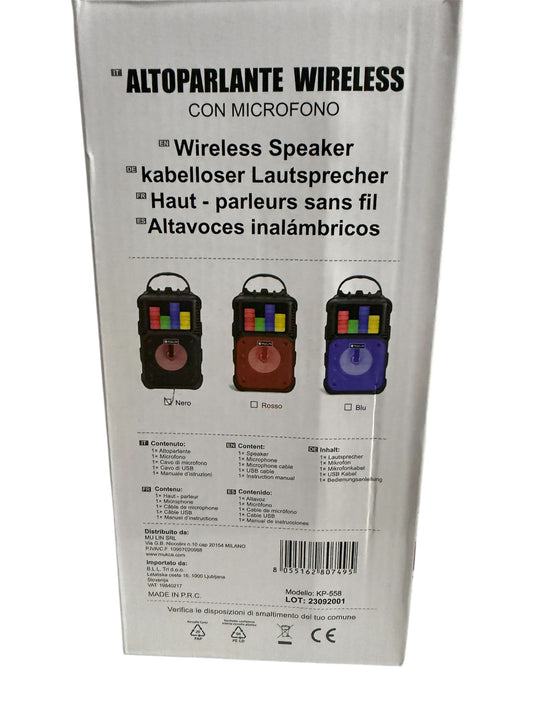 🔊 Altoparlante Wireless Portatile MU KP-558 con Microfono