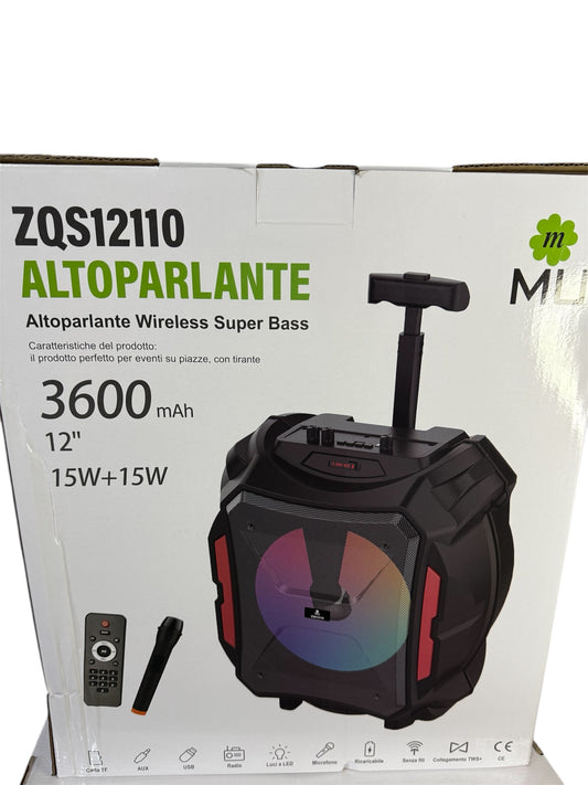 🎵 Altoparlante Wireless Super Bass ZQS12110 – 3600 mAh, 15 W+15 W