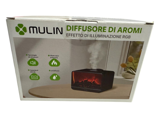 🌿 Diffusore di Aromi Mulin – Effetto Fiamma con Illuminazione RGB